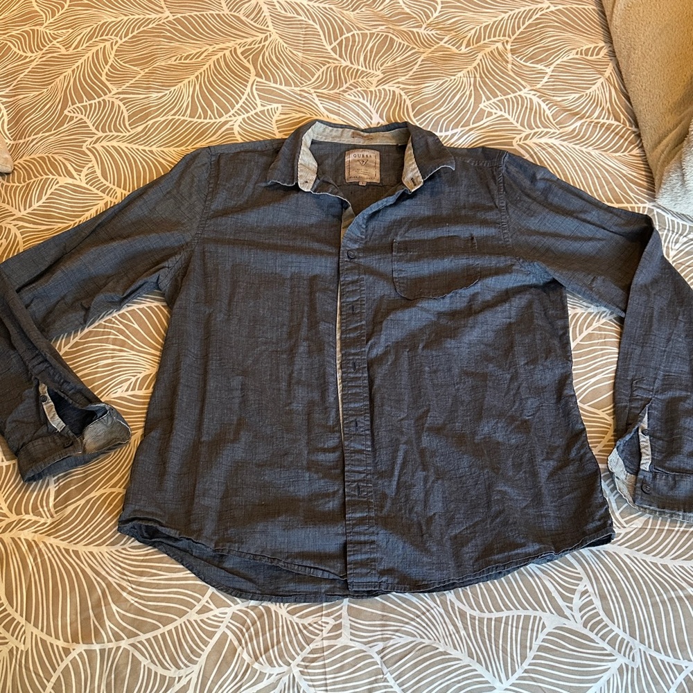 Guess Dark Gray/Blue Slim Fit Shirt